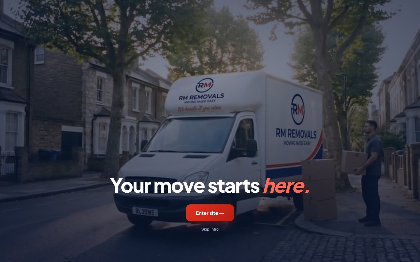 RM Removals desktop view