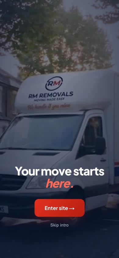 RM Removals mobile view