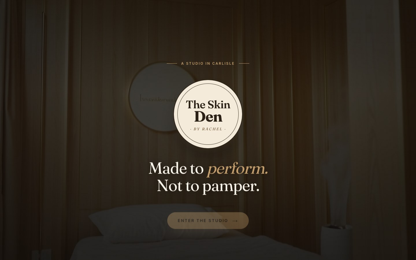The Skin Den — a skin studio website we built, desktop view