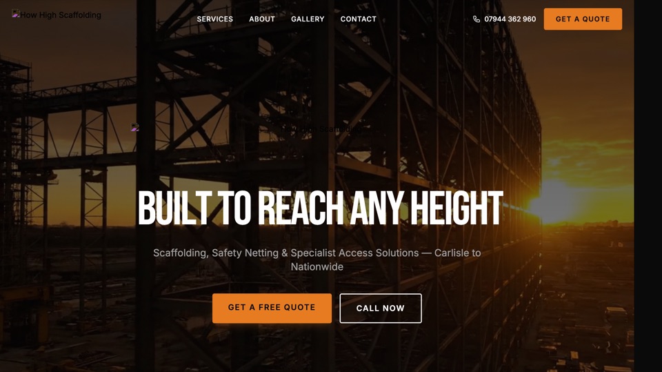 How High Scaffolding website with Aria chatbot live